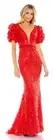 MAC DUGGAL 12421 EMBELLISHED PUFF SLEEVE PLUNGE NECK TRUMEPT RED GOWN sz 10