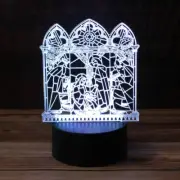 3D Joseph, Marie, Baby Jesus Desk Light, 7 Color LED Touch Lamp USB Base