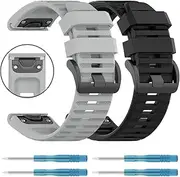 T Tersely 2 Pack QuickFit Sport Strap for Garmin Enduro3/Fenix 8/7X/7X Pro/6X/6X Pro/5X,26mm Soft Silicone Watch Band Replacement for Garmin Fenix 5X Plus/Fenix 3/Fenix 3HR/Tactix7/Bravo/Enduro2