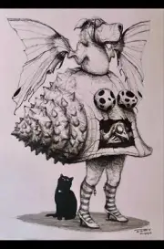 Ink On Cardboard Alain Donate 12x16 In Cuban Art Surrealismo