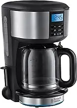 Russell Hobbs Buckingham Coffee Machine [Digital Timer, Shower Head for Optimal Extraction and Aroma] (Max 10 Cups, 1.25 L Glass Jug, Warming Plate, 1000 W) Filter Coffee Machine 20680-56