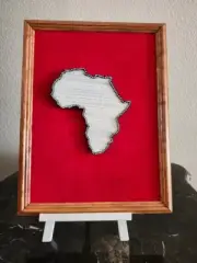 Handmade Africa Map String Art – Red Velvet Background | White & Black String |