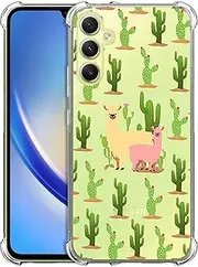 [Glisten] Samsung Galaxy A34 Case, Samsung A34 Clear Case - Llama and Cactus Printed Printed Durable Slim Fit Transparent Shockproof Designer Back Clear Case/Cover for Samsung A34 5G.