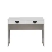 European Cabinetry White VJ Panel Half Moon Black Handles Odessa Desk