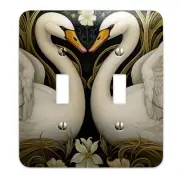 Art Nouveau Swans Light Switch Cover – Elegant Metal Switch Plate, Multiple Size