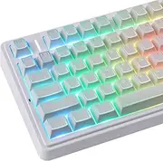 PBT Keycaps - Shine Through Double Shot Keycaps, 142 Keys Cherry Profile Backlit Key caps for Cherry Gateron MX Switches 60 65 75 100 Percent Mechanical Magnetic Keyboard (White)