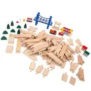 115 Pcs BULK Wooden Train tracks compatible with Thomas, Brio Melissa Ikea Wood