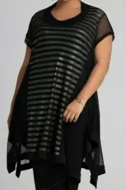 TS TAKING SHAPE plus size XXS / 12 Shimmer Stripe Tunic sheer sexy NWT rrp$130!