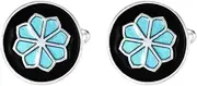 [JYHLSHBA] Cufflinks For Men 1 Pair Of Round Blue Floral Shell Cufflinks Men'S French Shirt Suit Cufflinks Cufflinks