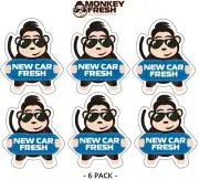 6 pc Monkey Fresh Hanging Car Air Freshener NEW CAR Scent