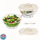 MANO 2pack Large Iced Salad Bowl with Lid and Utensils to Go Ice Chilled Food