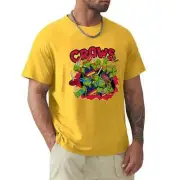Adelaide Crows AFL Team Ninja Turtles T-Shirt Medium Yellow
