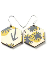 Wooden Screen Printed Earrings--POL-EASWWT