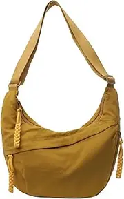 [Generic] Fashion Plain Color Nylon Crossbody Bag, Crescent Lightweight Dumpling Bags for Women, Multi-pocket Large Capacity Sling