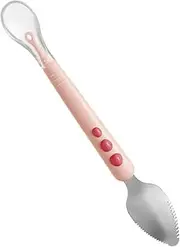 Cabilock Puree Spoon for Baby Double Head Infant Food Spoon Silicone Baby Cutlery Grapefruit SPO