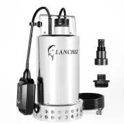 Lanchez Stainless Steel Sump Pump with Automatic Float Switch, 2610GPH Submer...