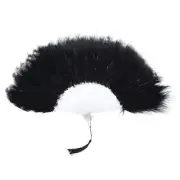 Feather Hand Fan Black White Vintage Folding Fan Feather Fan Handheld for Party