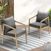 Livsip 2PCS Outdoor Furniture Chairs Garden Patio Lounge Set Steel Frame Natural