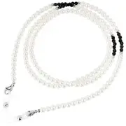 Pearl Beaded Eyeglass Chains for Women, Eye Glasses Strap Around Neck, Black
