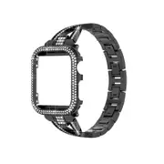 Nevenka Bling Band Compatible Apple Watch with Case 38 40 42 44mm Rhinestone Cross Straps-Black