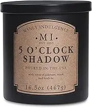 Manly Indulgence 5 O'Clock Shadow Scented Jar Candle, Cotton Wick, Premium Soy Blend White Wax, 60 hr Burn, Matte Black Jar Candle for Home and Men, 16.5 oz - USA Poured