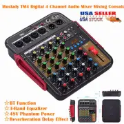4 Channel Audio Mixer BT USB Mixing Console 3-Band EQ for Karaoke Live Podcast