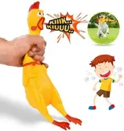 11" L Large Rubber Chicken Screaming Shrilling Puppy Chewing Squeeze Funny Toy
