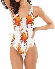[RPLIFE] Cute Gnome Purple Womans Bathing Suits, Low Back Swimsuits for Women Basic Swimsuits for Women, Crabs, X-Large