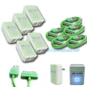 5X 4 USB PORT WALL ADAPTER+3FT CABLE POWER CHARGER GREEN FOR IPHONE 4S IPOD IPAD