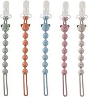 5 Pack Dummy Clip Baby Toy Straps for Baby Teethers & Toy, Dummy Chain Silicone High Chair & Stroller Straps, Toddler Bottle & Car Seat Accessories, Baby Travel Essentials with Pacifier Clips