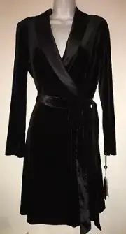 Adrianna Papell Velve black dress US 10, Shawl Collar Long Sleeve Tuxedo