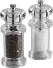 Acrylic Salt & Pepper Grinder Mill - Gift Set | Clear/Silver | Spring-Loaded Cer