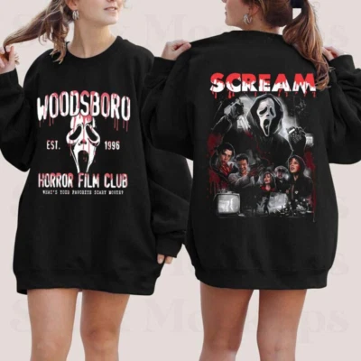 Retro Woodsboro Horror Film Sweatshirt, Scary Halloween Swt Gift for Fans