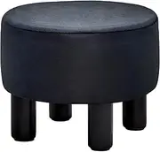 Cpintltr Velvet Ottoman Round Footrest Stool Upholstered Step Stool Ottomans Sofa Stool 4 Wood Legs with Anti-Slip Pads Modern Accent Home Decor Suitable for Living Room Bedroom Entryway Black