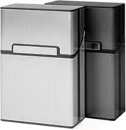 [Renfred] 2 Pcs Lightweight Cigarette Case, Gray Silver Aluminum Cigarette Box Holder