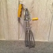 Vintage Rotary Egg Beater Hand Mixer Yellow Handle
