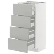 METOD / MAXIMERA base cab 4 frnts/4 drawers, white/Havstorp light grey, 40x37x80 cm