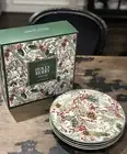 Set of 4 Pottery Barn HOLLY BERRY Stoneware DINNER PLATES Holiday CHRISTMAS DISH