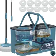 Mops and Buckets for Floor Cleaning, 360 Spin Mop and Bucket with Separates D...