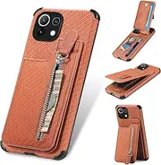 Compatible with OnePlus 11 5G Case,Compatible with OnePlus 11 5G Zipper Card Slots Built-in Magnet Kickstand Phone Case Brown