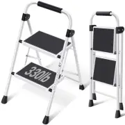 2 Step Ladder Folding 2 Step Stool for Adults with Safe-Lock Design 330 lbs