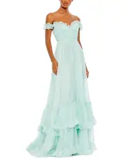 Mac Duggal Ruffle Tiered Babydoll Flowy Gown