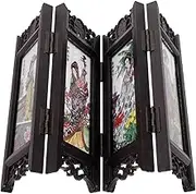Vintage Folding Panel Screen with Design Antique Room Divider for Elegant Home Exquisite Resin Craftsmanship Space Saving Decorative Accessory