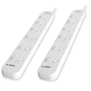 Sansai 2PK 6 Ways Individually Switched Powerboard Overload Protection