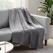 SERTA Cozy Plush Thick Fuzzy Soft Throw Blanket for Bed and Couch, 108 in x 90 in, Grey