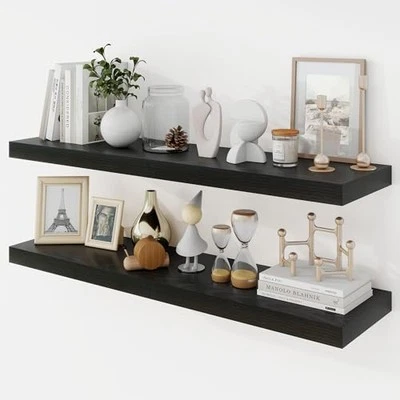 36 Inch Floating Shelves, 9.3" Deep Floating Shelf Wall Mounted Wall 36" Black