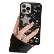 for iPhone 13 Pro Case Bling Stars 3D Hearts Diamond iphone 13 Pro Black Stars