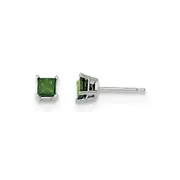 14K White Gold .50ct. Green Real Diamond Stud Earrings