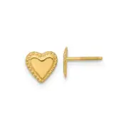 14K Yellow Gold 8mm Heart Stud Earrings Screw Backs Madi K Children's Jewelry