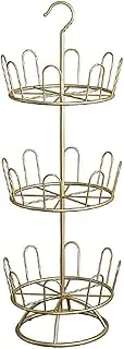 Revolving Shoe Rack Standing Metal Shoe Rack Triangular Support U-Hook Multi-Level Outdoor Balcony Drying Rack Removable Rotated Floor Slipper Hanger (3 Tiers)